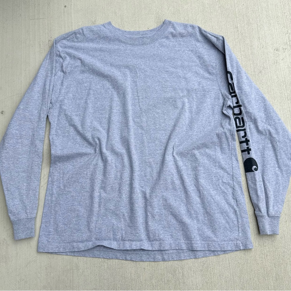 Carhartt Heather Gray Long Sleeve Graphic T-Shirt Loose Fit Mens XL Workwear